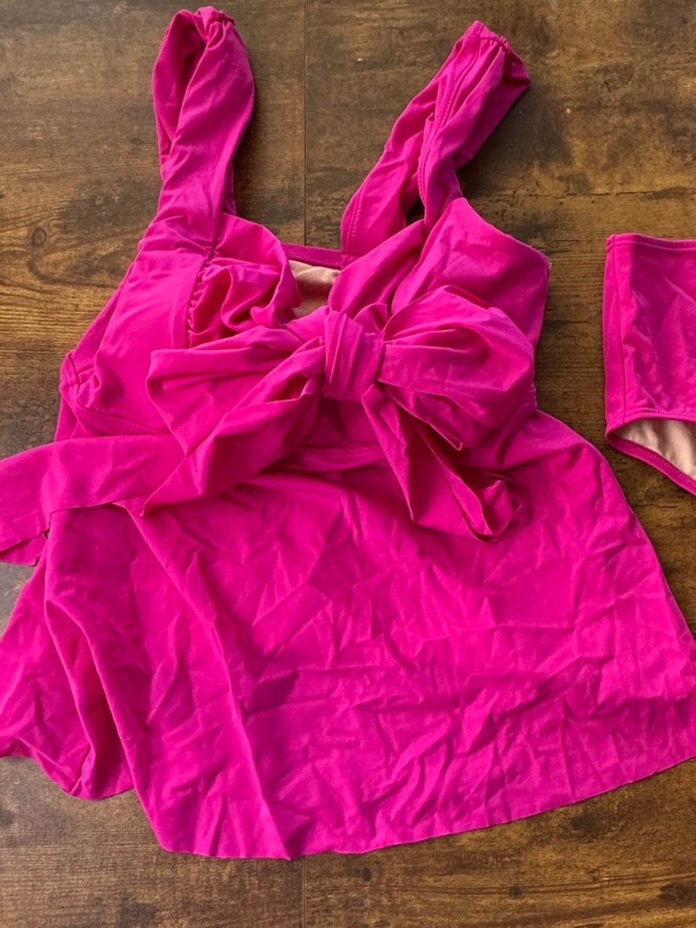 Kim Gravel x Swimsuits For All 2-Piece Front Bow Tankini Set Bright Magenta Pink